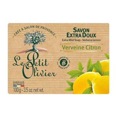Le Petit Olivier Mild Soap with Verbena Lemon for Refreshing Cleansing - 100 g