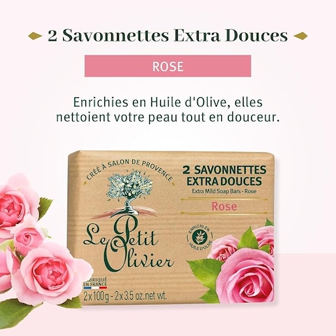 Le Petit Olivier Extra Mild Soap with Rose for Gentle Cleansing - 100 g