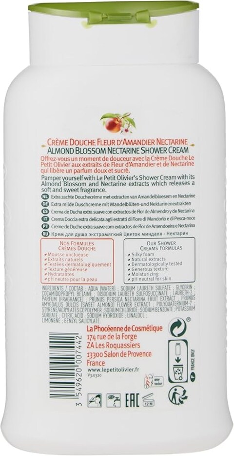 Le Petit Olivier Shower Cream with Almond &amp; Nectarine for Nourishing Cleansing - 250 ml