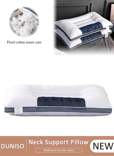 1PCS Super Comfort Ergonomic Cassia seed Pillow for Neck Head and Shoulder Pain Relief Contour Support Pillows for Bed Sleeping Orthopedic Cervical Spine Stretch Pillow for Side Back Stomach Sleeper