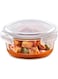 Klip-N-Store Round Glass Storage Container With Air Tight Lid Food Storage Container Microwave Safe Container 400 Ml Transparent