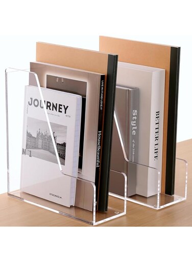 SANRUI Magazine File Holder Rack Organizer Desk Organizer Clear Acrylic Vertical 2-Pack