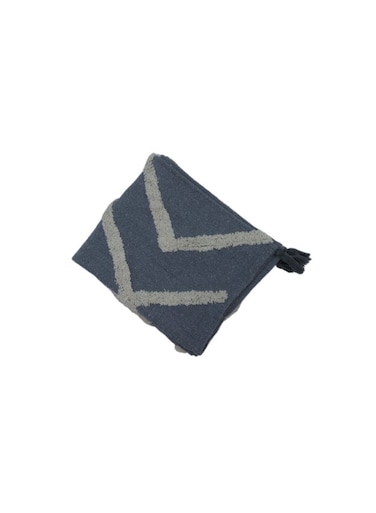 130 x 160 cm Pastel Cotton Throw Blanket in Charcoal Grey 400GSM with Boho Geometric Tufting and Corner Tassels for Couch Sofa and Bed Runner