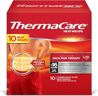ThermaCare Portable Heating Pad, Neck &amp; Back Pain Relief Patches, X/XL Heat Wraps, 10 Count