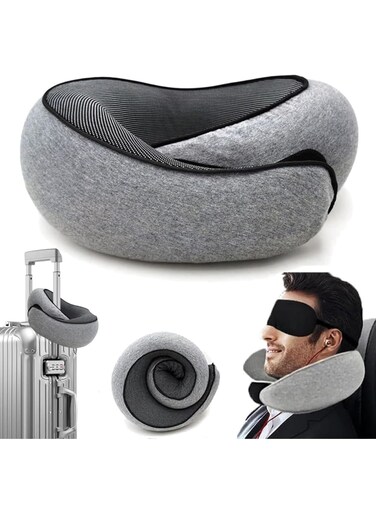 Travel Pillow, Memory Foam Travel Pillow, Memory Foam Travel Neck Pillow for Airplanes, Travel Neck Pillow, Foam Travel Pillow(Grey)