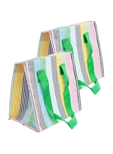 Ikea FLADDRIG Small Lunch Bags with Handles, Multicolour, Striped, 25 x 16 x 27 cm - Set of 2