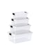Set of 4 - 5, 8, 13, 20L Clear Plastic Storage Boxes with Lockable Lids