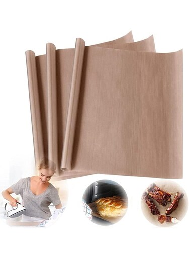 3Pcs Oven Grill Mat Teflon Sheet,Heat Press Transfer,Non-Stick Paper Reusable Heat Resistant Craft Mat, High-temperature oven Mat food-grade Baking Cloth Nonstick Oilcloth,33x40cm