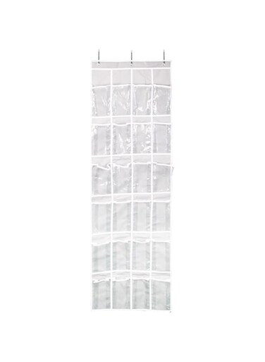 Beauenty 24 Pockets Door Shoe Organizer,Hanging Shoe Storage Bag for Closet,Dorm Room,Bedroom(White)