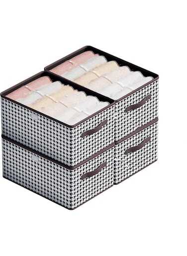 JOZUTTOW Foldable Storage Boxes, Set of 4 Wardrobe Clothes Organizer, Foldable Clothes Drawer Organiser, Fabric Storage Organiser with Handle for Jeans, Pants, Trousers, Jumpers (4)