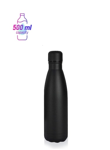 RONDA Stone Touch Insulated Water Bottle   Stainless Steel, Double-Wall, Leak-Proof, BPA-Free   Eco-Friendly Hydration for Sports, Travel &amp; Office   Vacuum-Sealed Cap, Durable &amp; Portable. (Black)