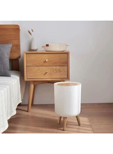 Trash can，7Liter/1.8 Gallon Garbage can with Press top Lid，Nordic Modern Waste Basket，Plastic Trash bin Suitable for Kitchen, Bathroom, Bedroom, Living Room, Office, Outdoor，Dog Proof Trash can (C)