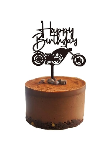 LuenHego Happy Birthday Cake Topper, Acrylic Motorbike Birthday Cake Decorations, Black, 1 Pack