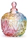 1Pc Colorful Glass Storage Jar with Lid Candy Cookie Jewelry Box Buffet Biscuit Containers 750ml / 26oz