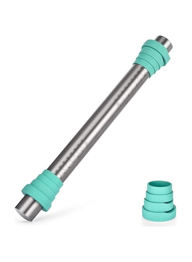 U-Taste Stainless Steel Rolling Pins with Removable Silicone Rings for Pie Crust, Cookies, Pastry (Teal/Aqua Sky)