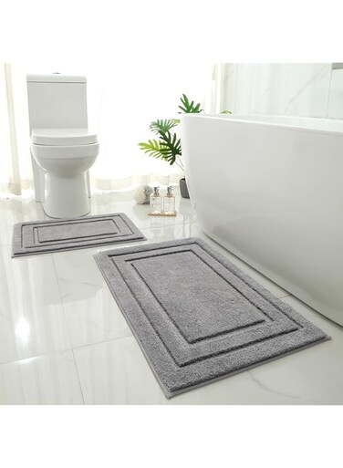 HOMEIDEAS Bathroom Rugs Sets 2 Piece Super Soft and Absorbent Non Slip Microfiber Machine Washable Bath Mat Set