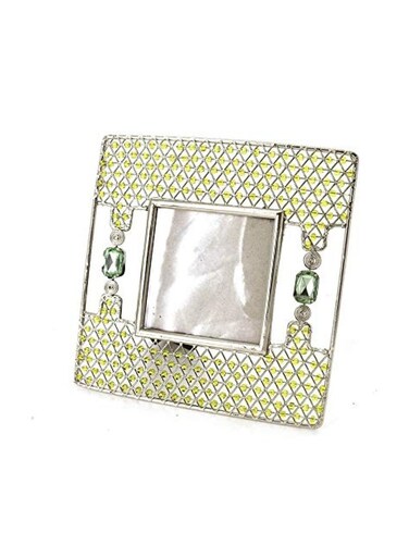 Beads Photo Frame with Yellow Pearls – Elegant Decorative Frame for Tabletop or Wall Display