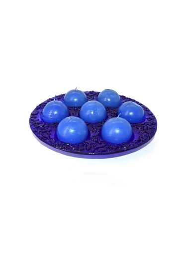 7-Piece Round Blue Candle Set – Assorted, with Fixed Round Base for Home Décor