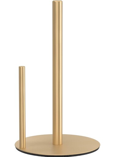 Towel Holder Gold Premium Stainless Steel Paper Towel Holder for Kitchen Roll Organize, One-Handed Operation Countertop Roll Dispenser with Weighted Base