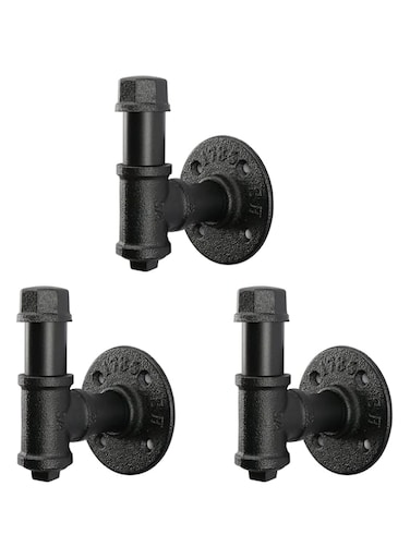 3PCS Industrial Iron Pipe Towel Hook, Wall Mounted Robe Hook Rustic Iron Pipe Bathroom Hook Vintage Style Towel Hook Farmhouse Pipe Coat Hook Heavy Duty Wall Hook Iron Pipe Coat Hook for Wall Hanging