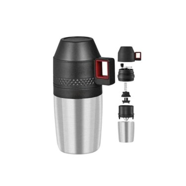 Manual Coffee Grinder with Ceramic Burr, Folding Handle &amp; 250ML Stainless Steel Cup - Portable Mill


