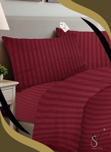 STAR Viewstar 4-Piece Luxury King Size Striped Bedding Set &acirc;&euro;&ldquo; Hotel-Inspired Soft Duvet Cover, Fitted Bed Sheet &amp; Pillow Cases - Elegant Large Size Bedsheet for Comfort