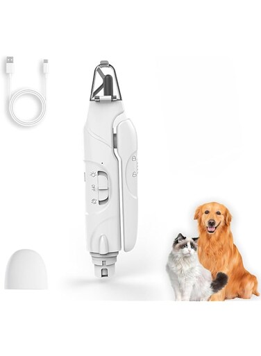 Ankila Dog Nail Grinder and Clipper with Quick Sensor- New 2 in 1 Pet Nail Trimmer for Dogs and Cats, Strong and Quiet Low Vibration Electric Nail Grinder Rechargeable Small Medium Large Breed