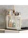 East 2 Layers Clear Slim Bathroom Storage Cabinet with Visible Drawer, Movable Narrow Floor Cabinet for Small Space, Bathroom, Dresser Closet, 40 x 18 x 46 cm, Cream Frame