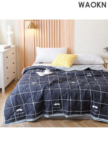 Cotton Summer Quilt, Overall washable Quilt Soft Washed Cotton Material Bed Quilt Soft and Breathable Lightweight for Summer Air-conditioned Room Summer Quilt Thin Section for Summer