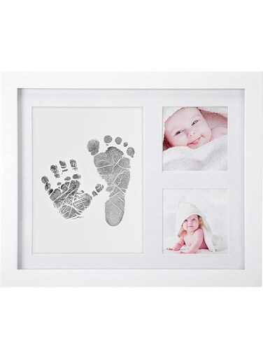 Bolivia's Baby Handprint and Footprint Kit, 3 Window No Fold Square Photo Frame, Baby Picture Frame with Ink, Baby Safe Ink Pad or No Bake Clay Handprint Mould Kit for New Parents Gifts, Nursery Decor