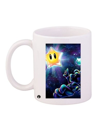 Star Printed Coffee Mug White/Blue/Yellow 11ounce