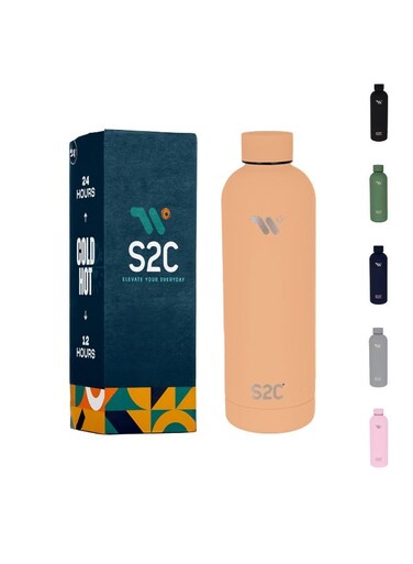 Water Bottle Stainless Steel 750Ml - Double Wall Insulated Water Bottles For Hot Water Gym Bottle Stainless Steel Water Bottle For Kids School Flask Bottle Hot Water Bottle (Peach, 750Ml)