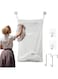 Munyee Hua Waterproof Collapsible Large laundry hamper Bag with Adjustable Stainless Steel Door Hooks - Space Saving and Durable (Mesh Cloth White)