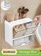 Wall Mounted Storage Box, Double Layer Plastic Drawer Organizer, Multifunctional Bathroom Toilet Paper Holder, Cosmetics Storage Box&iuml;&frac14;&OElig;With Handle, Waterproof And Dustproof&iuml;&frac14;&OElig;Suitable For Bathroom, Kitchen, Living Room, Bedroom, 17.2 * 10.8 * 16.3cm