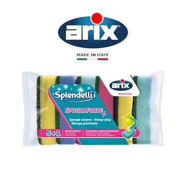 Arix Colorful Sponge Scourer 5 pcs - Heavy-Duty Scrubbing for Stainless Steel &amp; Non-Delicate Surfaces