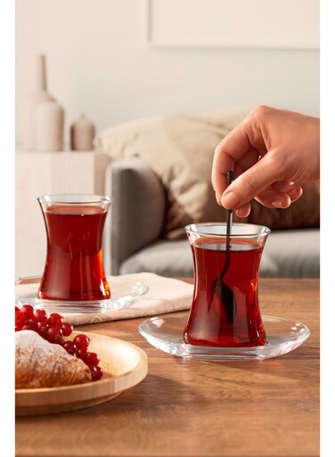 Pasabahce Mis Tea Glass Set 170ml &acirc;&euro;&ldquo; 6 Piece Traditional Turkish Tea Glasses &acirc;&euro;&ldquo; Clear Slim Design &acirc;&euro;&ldquo; 1111662