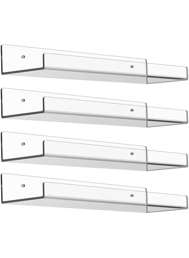 ABIN Acrylic Shelves for Wall Set Spacious Clear Shelves with Mounting Kit &ndash; Easy to Install, Versatile &amp; Sturdy Shelfs - Funko Pop Shelves Perfect for Decoration &amp; Storage