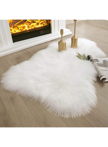 Benting Soft Faux Sheepskin Fur Chair Seat Covers Area Rug, Fluffy Shag Sheepskin Bedside For Bedroom Floor Sofa Living Room Rugs,60 * 90 cm (White)
