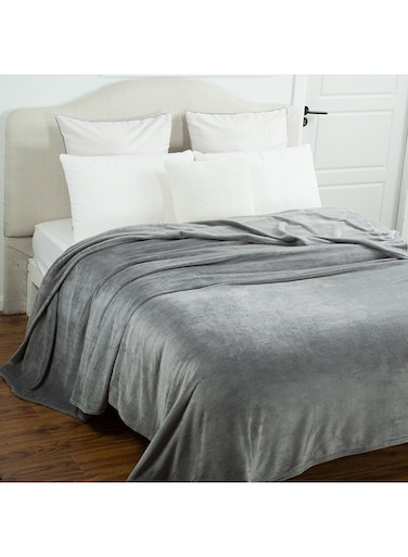 Premium Quality Long Lasting Super Soft Easy Care Foldable Light Weight Washable Fluffier King Size Bed Blanket Microfiber charcoal Grey 220x200cm