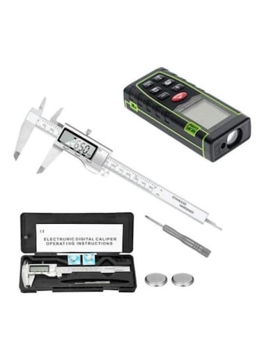 EasyLife Digital Caliper And 40m Laser Meter Measuring Tool Stainless Steel Vernier Caliper With Large LCD Screen, Easy Switch from Inch Metric Fraction, 0-6inch/150mm
