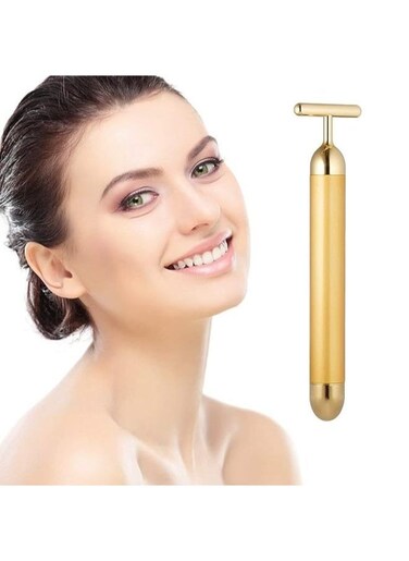 EasyLife Beauty Bar 24K Gold Pulse Facial Massager, T-Shaped Electric Logo Facial Massage Tool, Suitable For Sensitive Skin Facial Tightening And Lifting