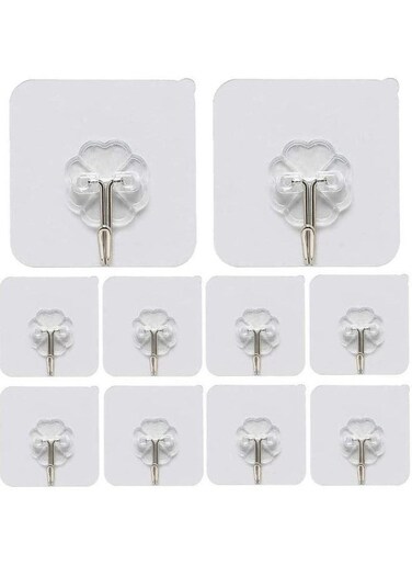 EasyLife 10 Pieces Adhesive Sticker Plastic Hook For Home