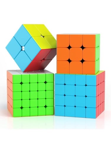 EasyLife 4 Pieces Speed Cube Set, 2x2 3x3 4x4 5x5 Stickerless Speed Cube Bundle- Bright Magic Cube Pack, Smooth Cube Puzzle With Gift Packing Games Toy