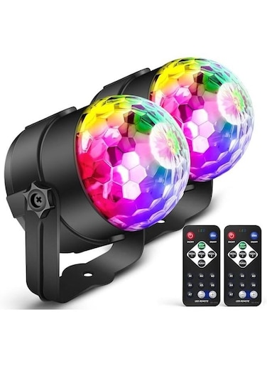 EasyLife 2 Pieces Disco Light Sound Activated Party Light Disco Ball With Remote Control For Kids Disco Parties Lighting Outdoor Indoor Strobe Lamp Stage Par Light