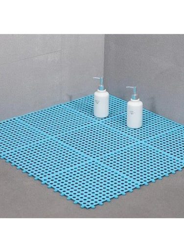 EasyLife 9 Pieces Non-Slip Shower Stall Mat With Drain Holes - Durable Plastic Carpet For Home Bathroom - DIY Bathroom Accessory