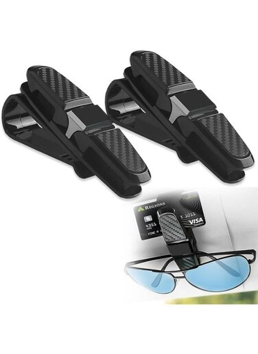 EasyLife 2 Pieces Glasses Holders For Car Sun Visors, Sunglass Holder For Car, Sunglasses Holder Hanging, Multifunctional Eyeglass Holder, Universal Car Glasses Clips