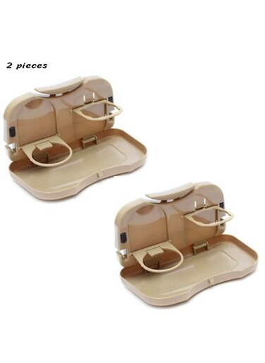 EasyLife 2 Pieces Back Seat Car Organizer With Tray Table Back Seat Mounted Dining Table Foldable Back Seat Tray Multi-Functional With Water Cup Bottle Beverage Stand