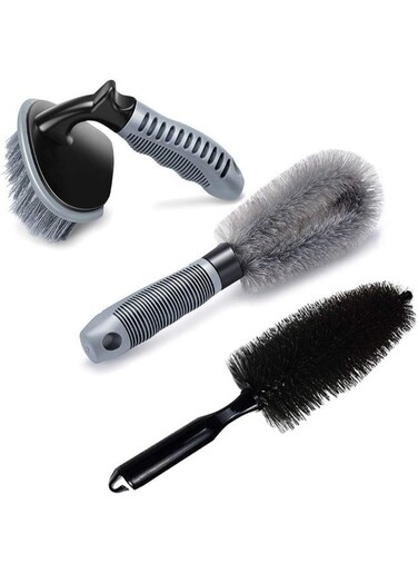 EasyLife Car Wheel Cleaning Brush Set, 3 Pieces Wheel Washing Tool Rim Cleaner For Car Alloy Wheel, Motorcycle Or Bicycle Tire