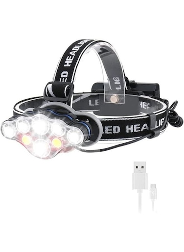EasyLife Rechargeable Headlamp, 8 Modes Multi-Function Headlight Flashlight 18000 Lumens, Waterproof Head Torch Heads Light With Red Light For Camping, Fishing, Car Repair