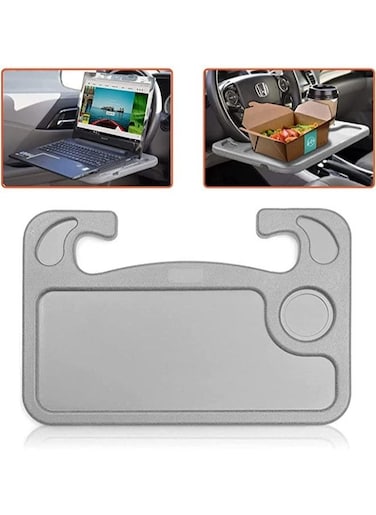 EasyLife Car Table For Writing Laptop Tablet Or Ipad With Pen Slot Food Eating Tray With Cup Holder Car Table Accessories For Drivers Fits Most Vehicle Steering Wheels